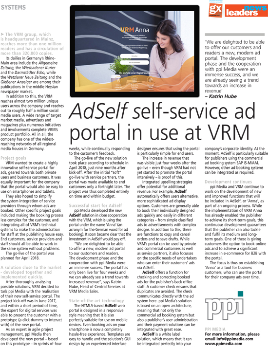 Ppimedia S Adself Self Service Ad Portal In Use At Vrm Gxpress