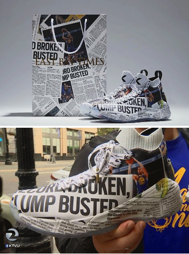 klay thompson newspaper shoes