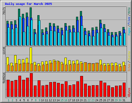 Daily usage for March 2025